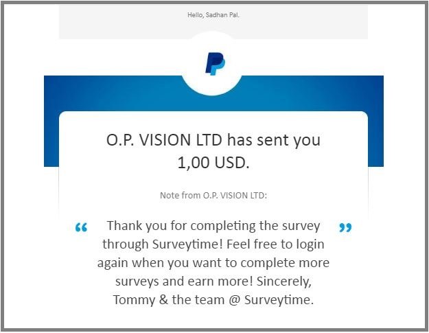 surveytime payment proof