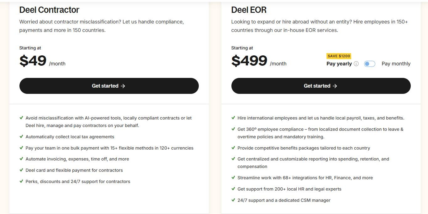 deel.com pricing